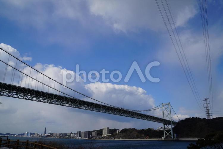 関門海峡の風景 関門海峡大橋,風景,景色の写真素材