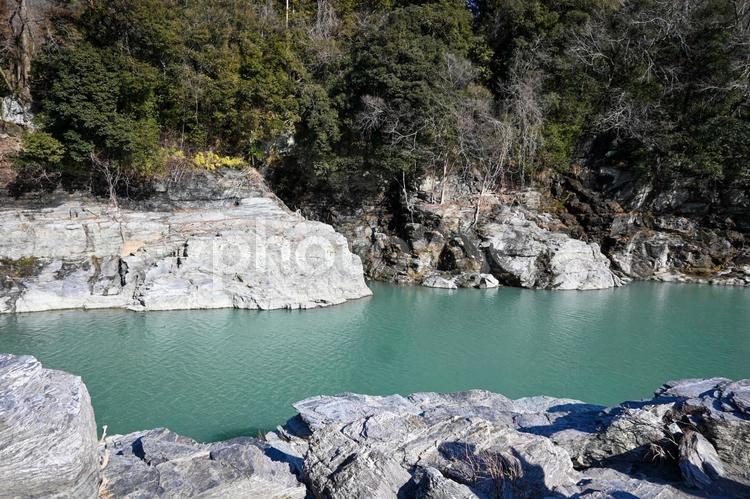 長瀞石畳から見た風景 長瀞,石畳,埼玉の写真素材