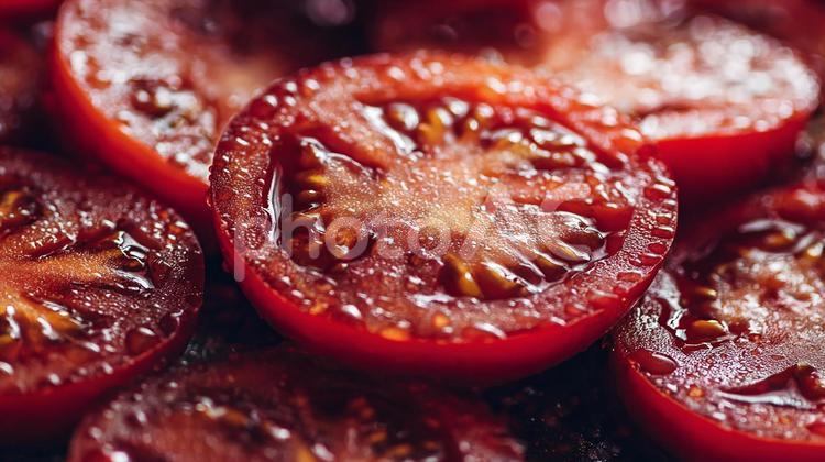瑞々しい熟したトマトのスライス トマト,スライス,赤の写真素材