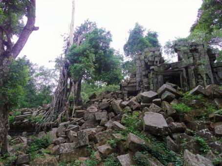 崩壊した遺跡 遺跡,カンボジア,神秘的の写真素材