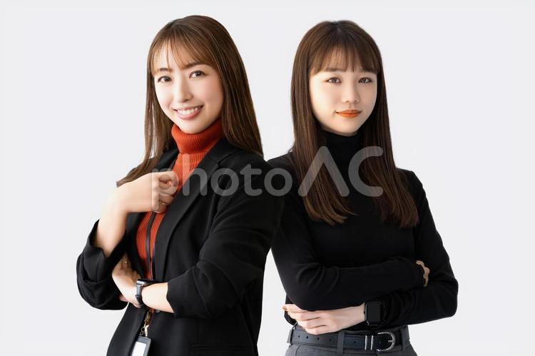2人の女性・ビジネスウーマン 女性,2人,微笑むの写真素材