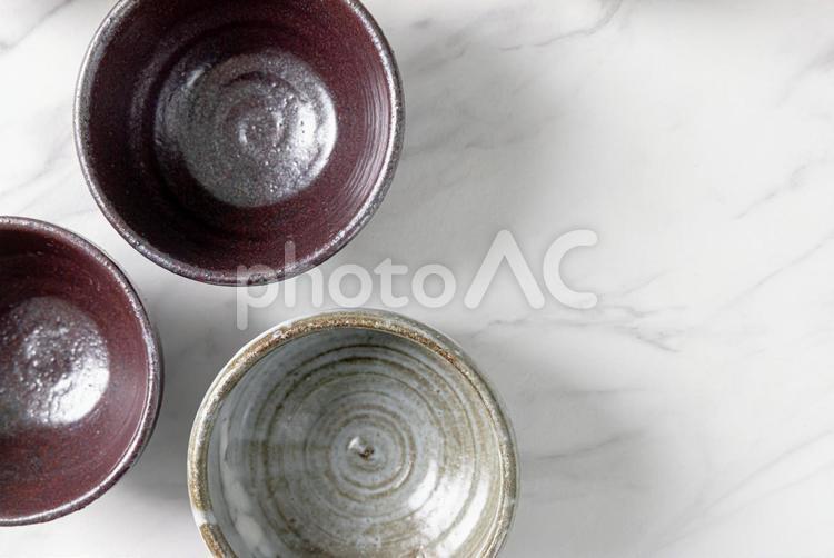 並べられたお茶碗　pottery 焼物,陶芸,陶芸教室の写真素材