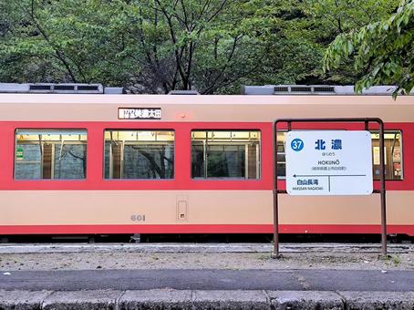 長良川鉄道、北濃駅、ホーム 長良川鉄道,越美南線,北濃駅の写真素材