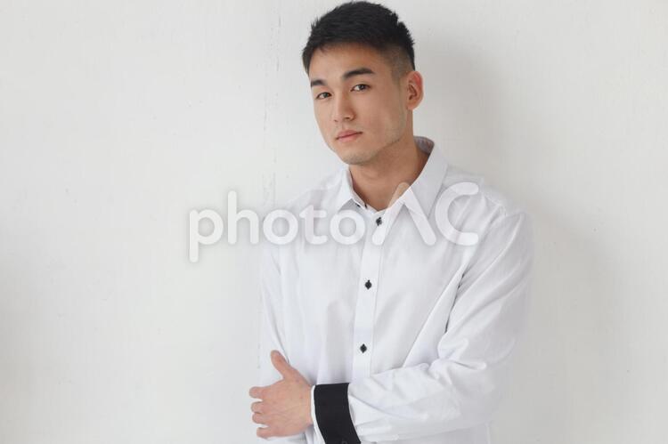 アジア人男性11 アジア人,男性,白バックの写真素材