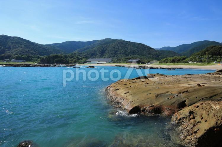 高知県土佐清水市　桜浜の風景 桜浜,桜浜海水浴場,浜の写真素材