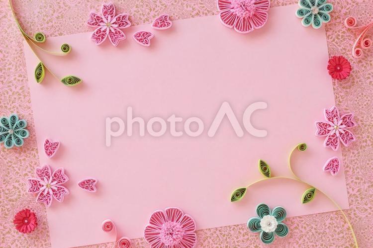 ペーパークイリングの背景：さくら ペーパークイリング,桜,春の写真素材