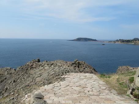 福井県の有名な観光地の東尋坊の風景 福井県の有名な観光地の東尋坊の風景 東尋坊,福井,坂井市の写真素材