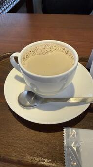 ホテルの朝食　カフェラテ カフェラテ,カフェオレ,コーヒーの写真素材