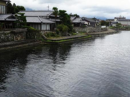 浮御堂から見た町並み 浮御堂から見た町並み 浮御堂,琵琶湖,湖畔の写真素材