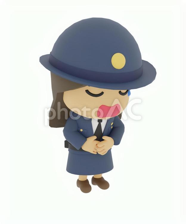 空腹で腹痛で苦しい警視庁の警察警官 発作,急病,激痛の写真素材