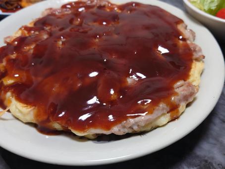 家で焼いた、お好み焼き ③ 家で焼いた、お好み焼き ③の写真