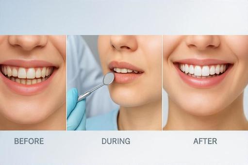 ホワイトニング、ビフォーアフターの写真