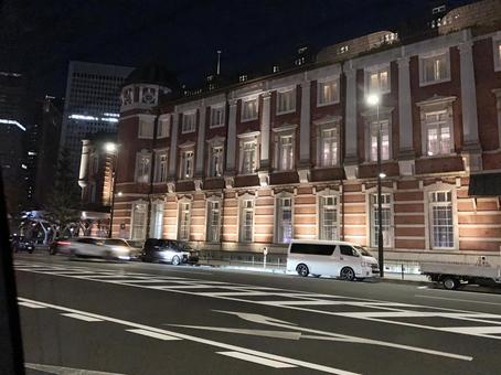 夜の東京駅 駅,夜,旅の写真素材