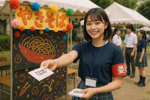 チケットを配る高校生 チケットを配る高校生の写真
