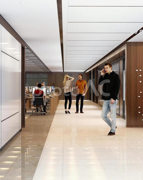 会社の廊下25 オフィス,cg,パース素材の写真素材