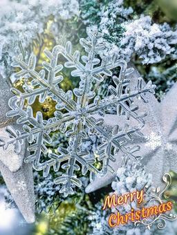 雪の結晶(オーナメント)ロゴ入り① クリスマス,雪,結晶の写真素材