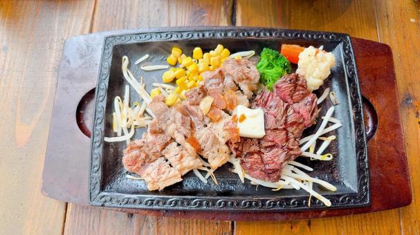 鉄板焼きステーキ 鉄板焼きステーキ ステーキ,ビフテキ,牛の写真素材