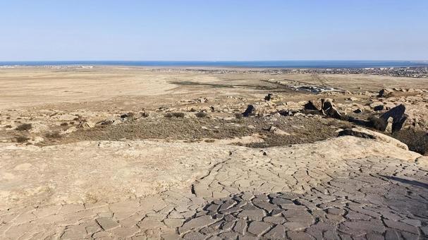 カスピ海とバクー市街地の景色 カスピ海とバクー市街地の景色 風景,カスピ海,バクー市街地の写真素材