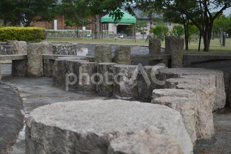 公園の石の足場がつづく場所 石,足場,つづくの写真素材