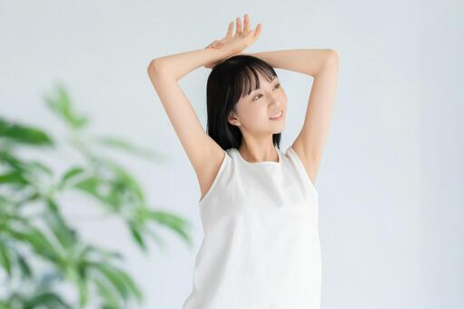 若い女性の美容イメージ 女性,美容,笑顔の写真素材