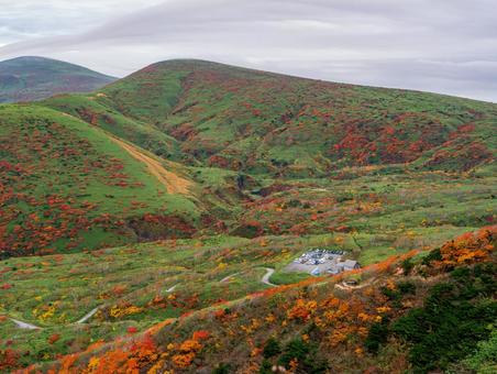 紅葉の秋田駒ケ岳の写真