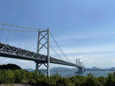 瀬戸大橋 海,街並み,岡山の写真素材