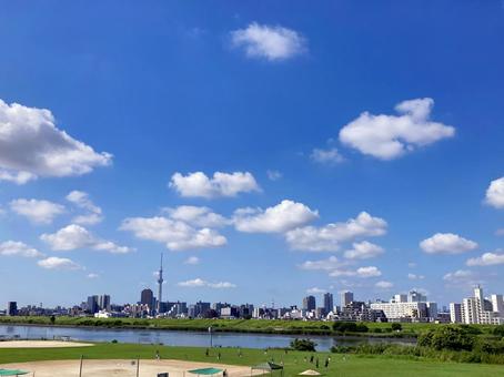 夏空 夏空 夏空,雲,白の写真素材