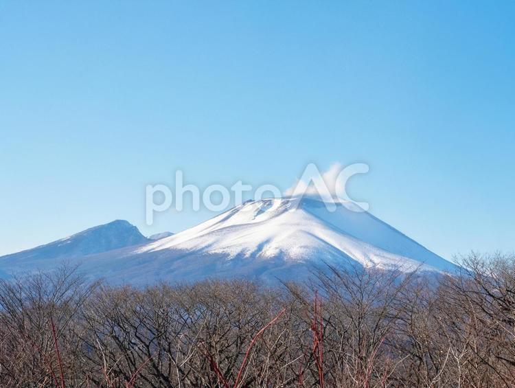 冬の見晴台から　元旦の浅間山 浅間山,山,冬の写真素材