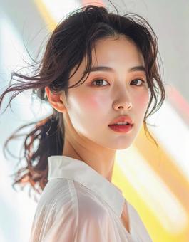 透明感のある若い女性の美容ポートレート 透明感のある若い女性の美容ポートレートの写真