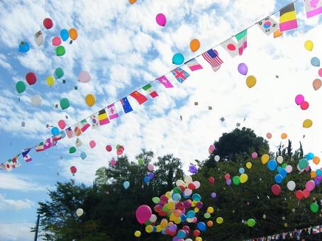 Photo, balloon, sky, wood, 