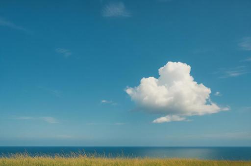 夏の青空と雲 夏の青空と雲の写真