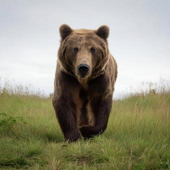 茶色の毛並みが美しい、野生のヒグマの姿 茶色の毛並みが美しい、野生のヒグマの姿の写真