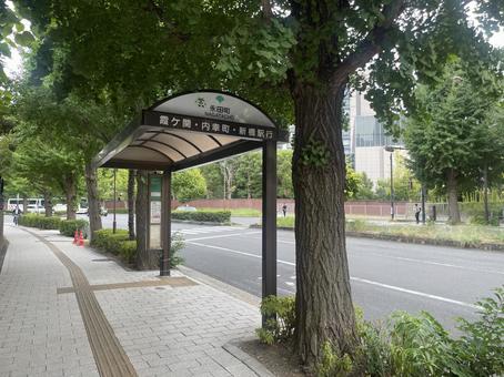永田町のバス停 永田町,バス停,都営バスの写真素材