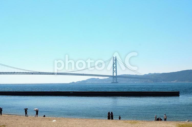 橋と海の風景 橋,明石,明石海峡大橋の写真素材