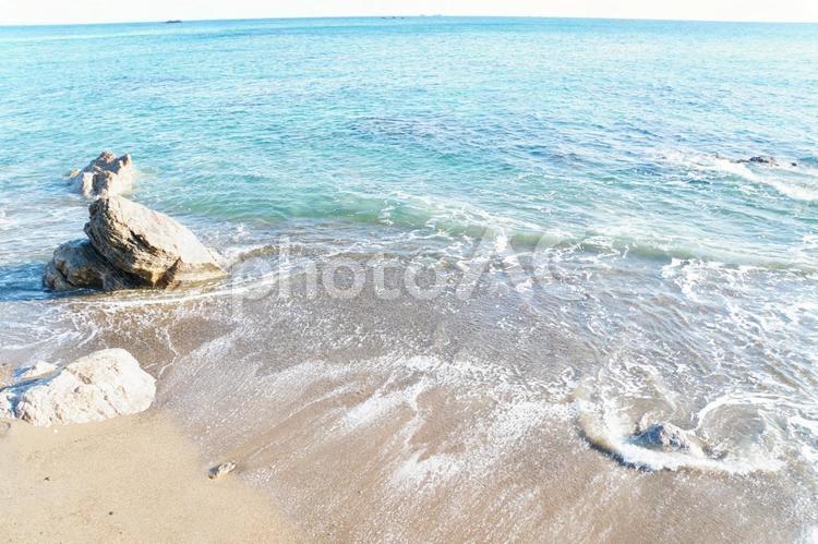 波打ち際の風景 ビーチ,砂浜,海の写真素材