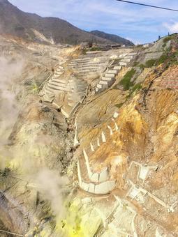 箱根ロープウェイゴンドラから見た大涌谷 箱根ロープウェイゴンドラから見た大涌谷 箱根ロープウェイ,大涌谷,箱根の写真素材