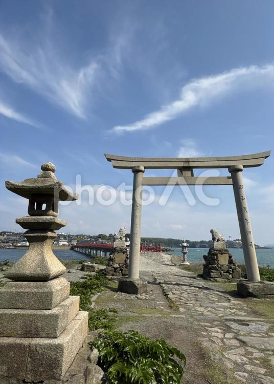 越前海岸の雄島からの景色 空,晴れ,越前海岸の写真素材