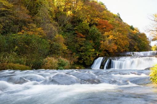 滑津大滝の秋⑶ 秋,紅葉,川の写真素材