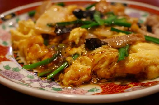 中華料理店の豚肉とキクラゲと玉子の炒め 豚肉,キクラゲ,玉子の写真素材