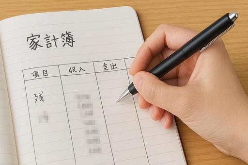 手書きで家計簿を記録中・節約・お金の管理 手書きで家計簿を記録中・節約・お金の管理の写真