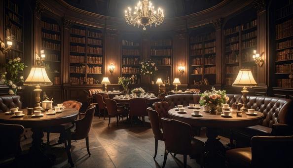 アンティークなブックカフェ・喫茶店の写真