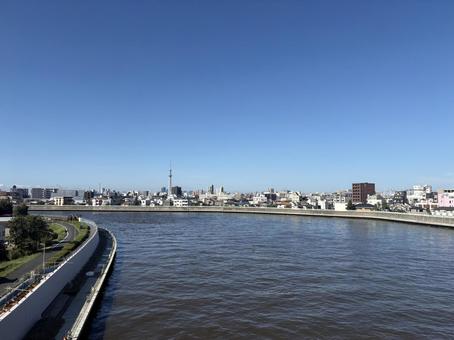 快晴 川とスカイツリー 快晴 川とスカイツリー 東京,スカイツリー,川の写真素材