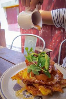 Photo, french toast, bacon, vegetables, 