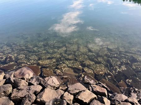 河口近くの海 河口,風景,水辺の写真素材