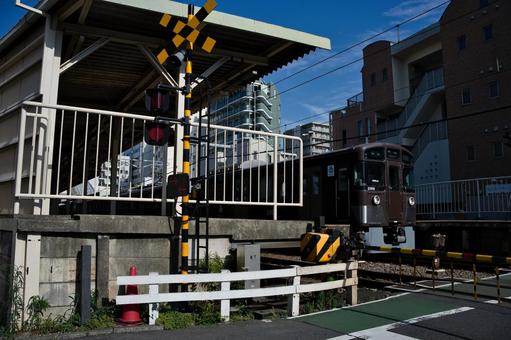 Photo, railroad crossing, shiina town, station, 