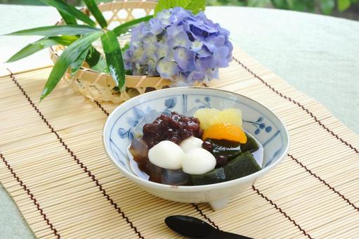 抹茶白玉あんみつ 抹茶白玉あんみつ 抹茶白玉あんみつ,抹茶ゼリー,寒天ゼリーの写真素材