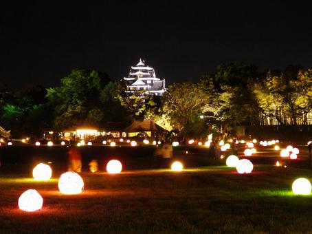 ライトアップした岡山後楽園〜岡山城を臨む ライトアップした岡山後楽園〜岡山城を臨む 後楽園,庭園,夏の幻想庭園の写真素材