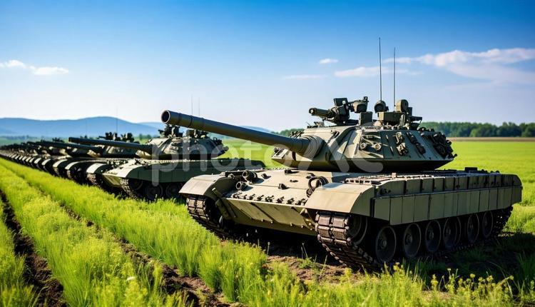 たくさんの戦車 戦車,戦争,兵器の写真素材