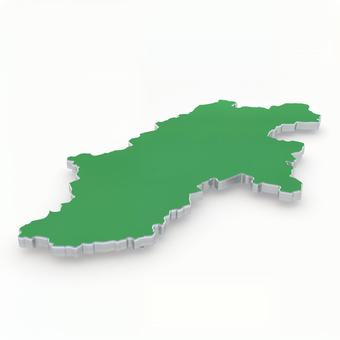 長野県（緑：横置き：左22度） 長野県,長野市,立体の写真素材
