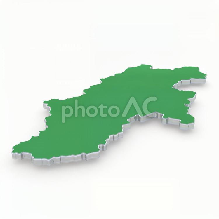 長野県（緑：横置き：左22度） 長野県,長野市,立体の写真素材